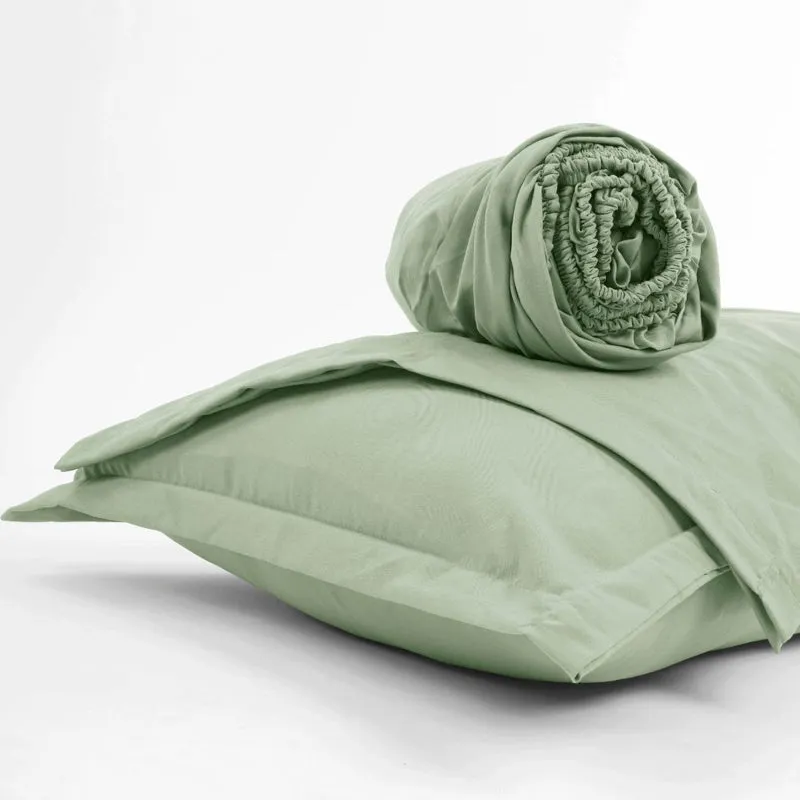 Cloud Drift Fitted Microfiber Bedsheet (Green) - 140 GSM media 6
