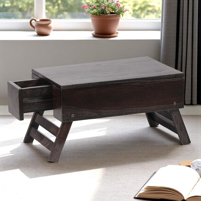 Nverox Sheesham Wooden Side & Bedside Table - Brown,Black