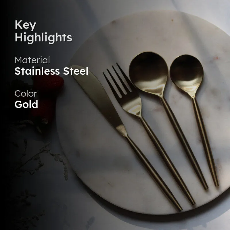 Manora Gold Cutlery - Four Piece Set media 2