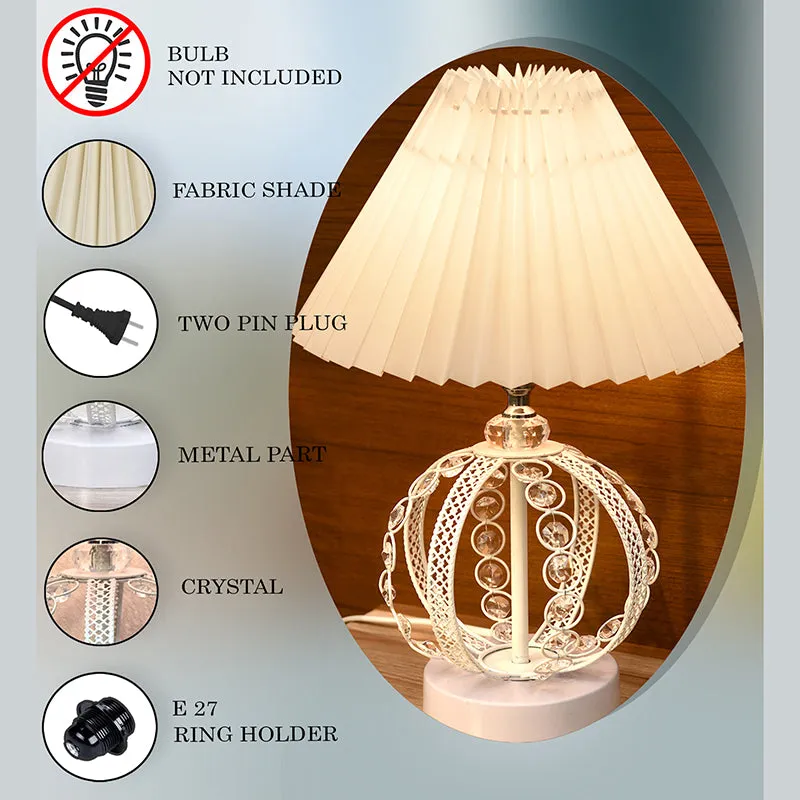 French Pleat Orna Metal Table Lamp - White media 4