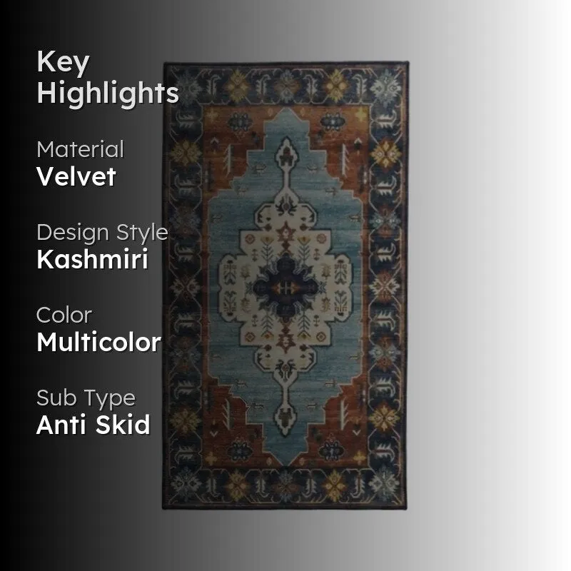 Persian Mirage Velvet Rectangle Anti-Skid Carpet media 2