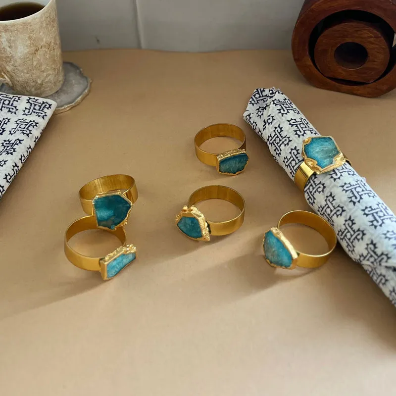 Suzzaine Handcrafted Agate Napkin Rings (Turquoise) - Set Of Six media 5