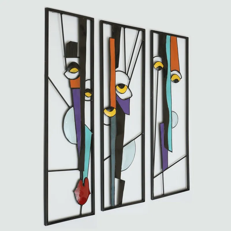 Lines Of Faces Metal Wall Accent - Set Of Three media 3