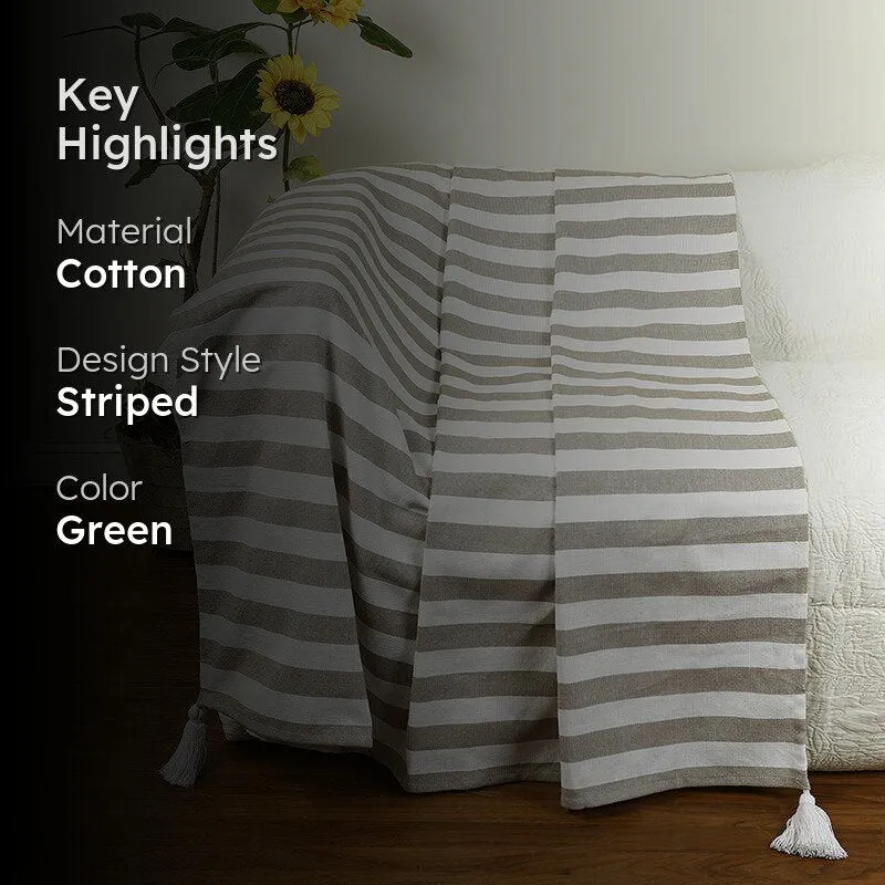 Driftwood Weave Striped Cotton Throw - Brown media 2