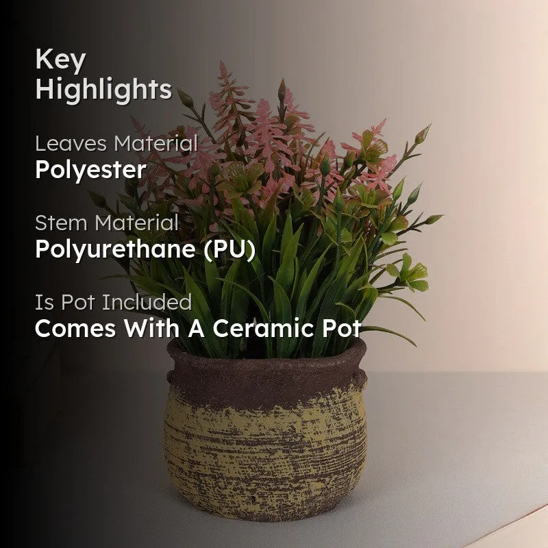 Lavender Artificial Flower With Pot - Peach media 2