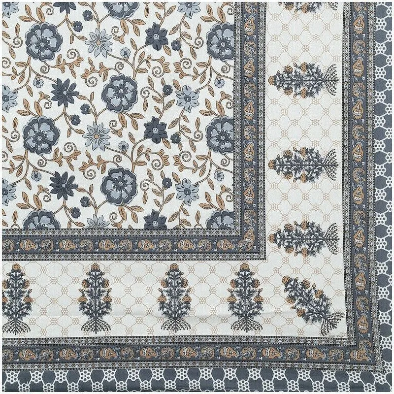Petalet Cotton Bedsheet (Grey,Ivory) - 240 TC media 7
