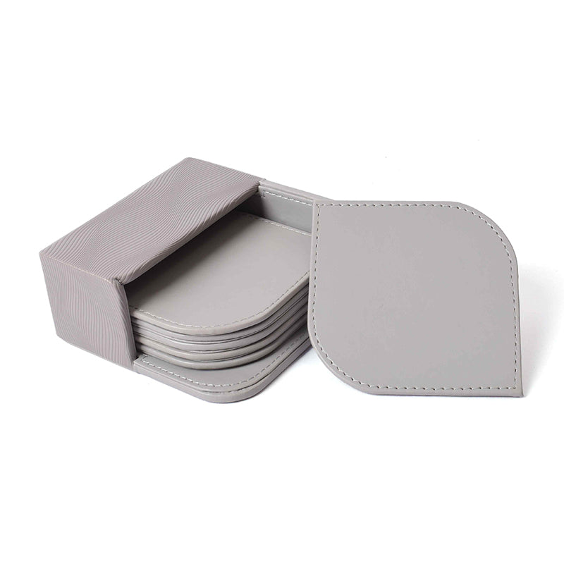 Veltrix Faux Leather Coaster (Grey) - Seven Piece Set media 5