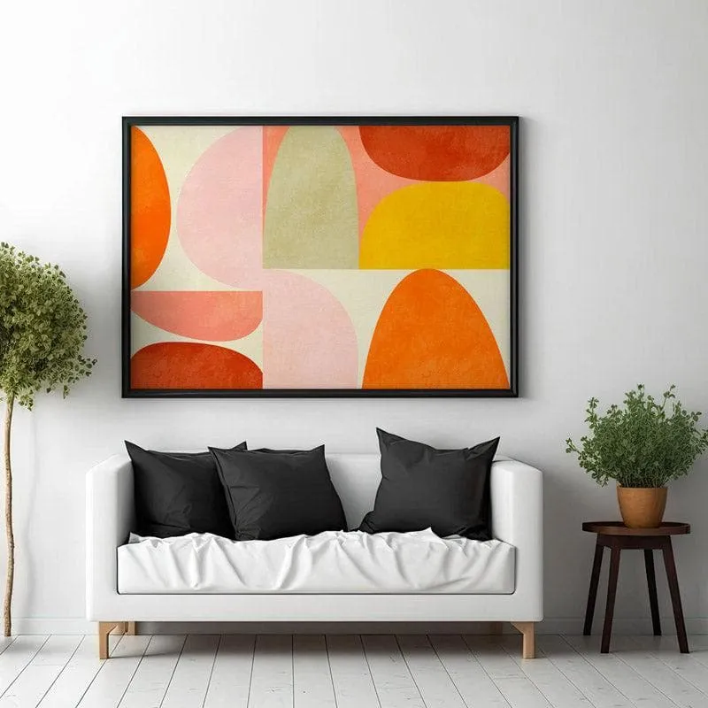 Warm Pastel Geometry Canvas Wall Painting - Black Frame media 3