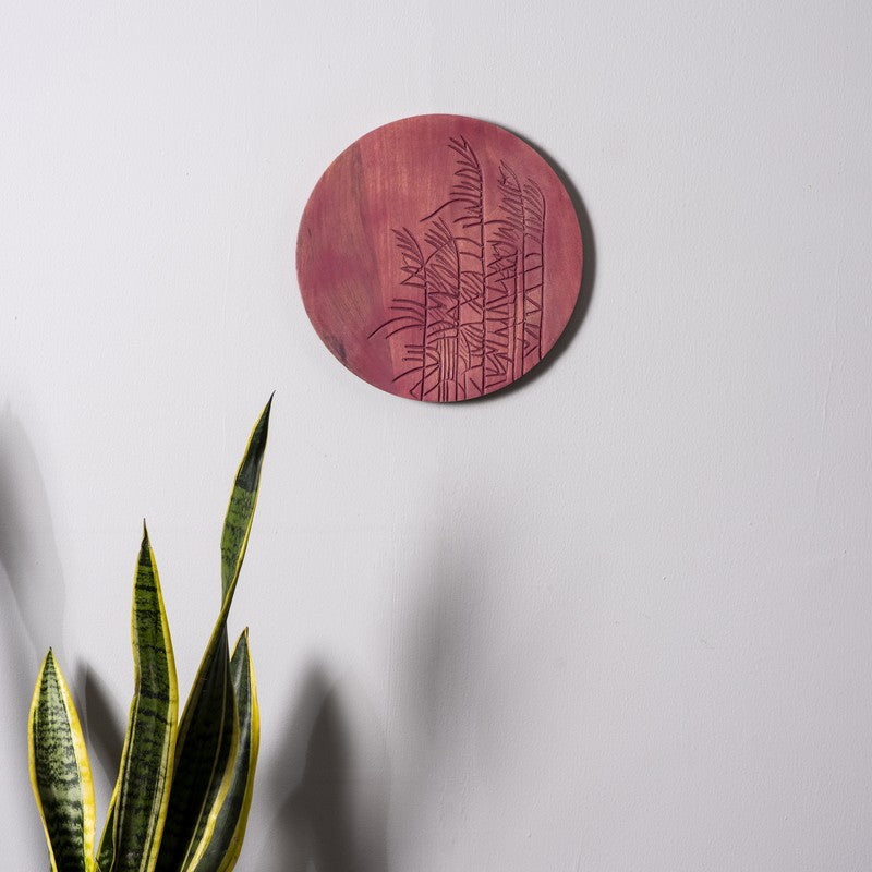 Crimson Blossom Wooden Wall Plate