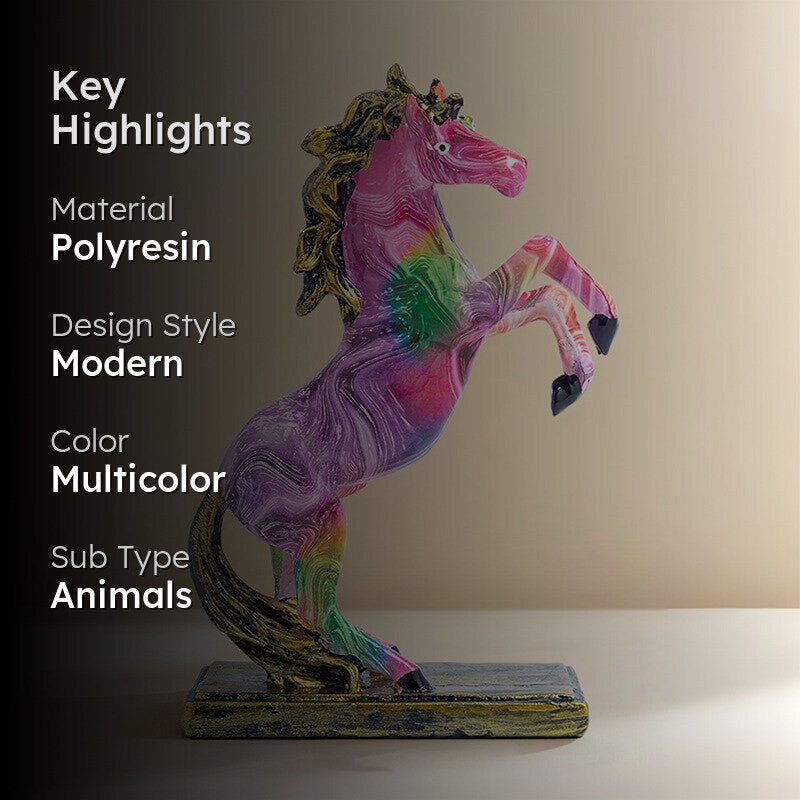 Colorful Rearing Horse Showpiece - Pink media 2
