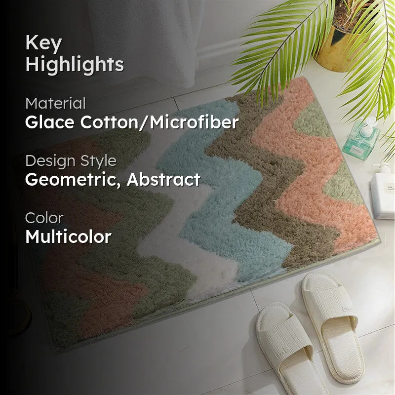 Pastel Chevron Microfiber Bath Mat media 2
