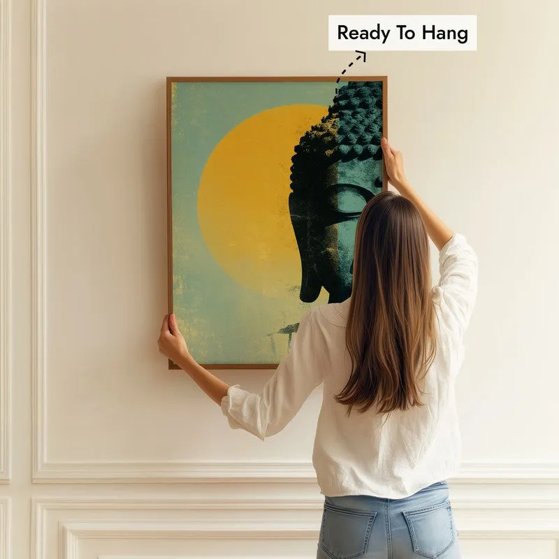 Buddha In Golden Aura III Archival Paper Wall Painting With Brown Frame media 5