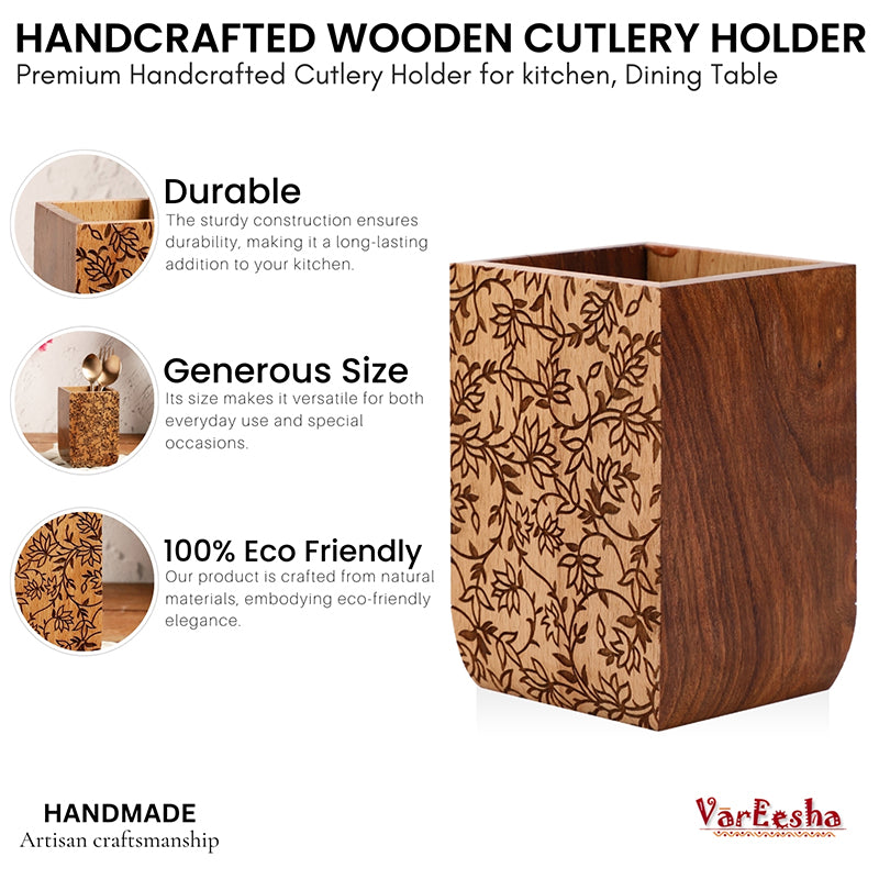 Sora Wood Cutlery Holder image 4