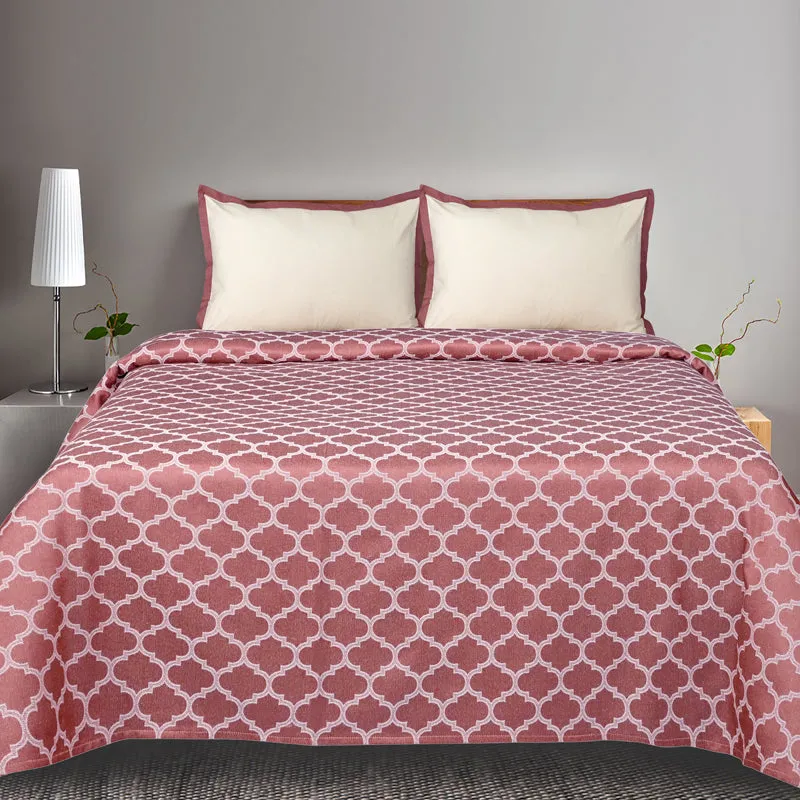 Saral Home Noor Cotton Bedsheet (Mauve) - 224 TC media 1