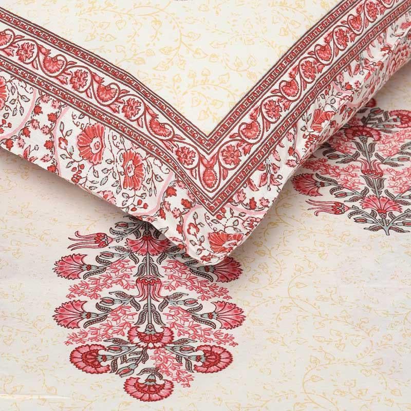 Pink Zinnia Cotton Bedsheet - 144 TC media 4