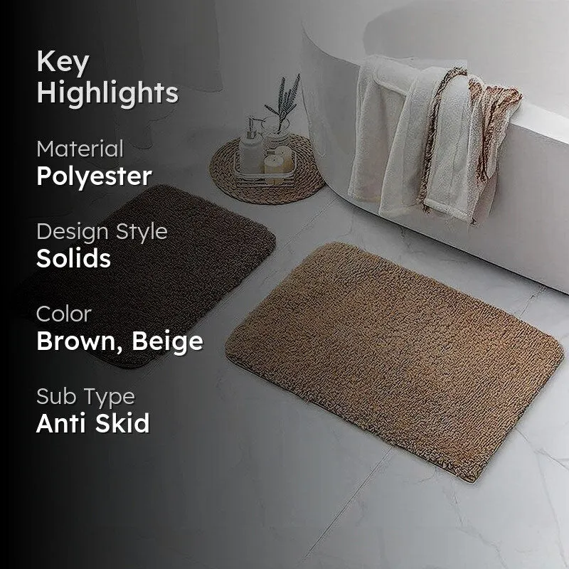 Nautica Cashmere Step Solid Anti-Skid Bath Mat (Brown & Tan) - Set Of Two media 2