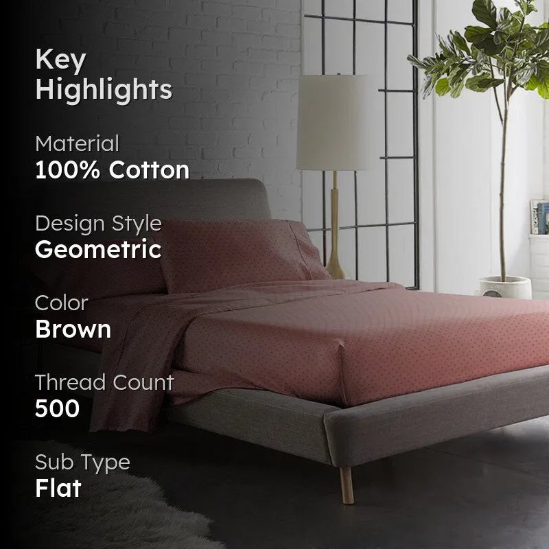 Swiss Dot Cotton Bedsheet (Earthy Rose) - 500 TC media 2