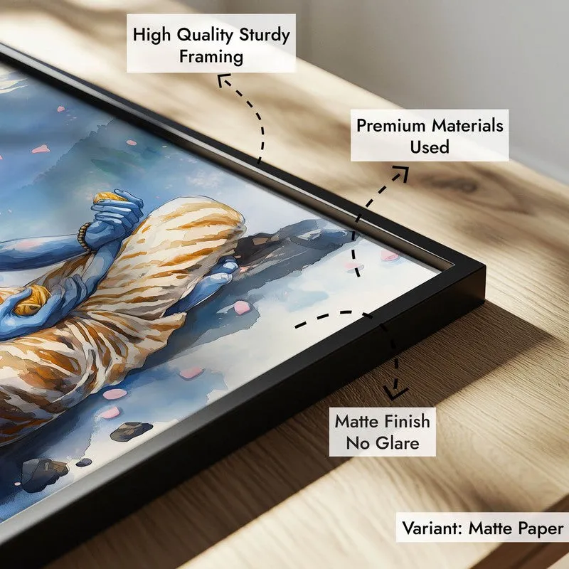 Mahakaleshwar Spiritual Archival Paper Wall Painting With Frame - Black media 7
