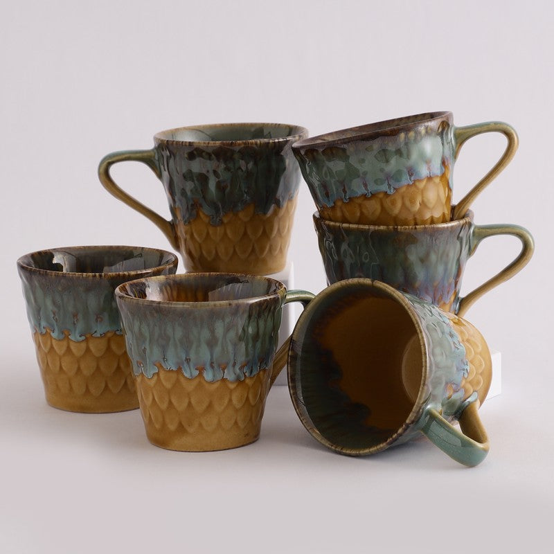 Rustic Stoneware Tea Cup (120 mL Each) - Set Of Six media 5