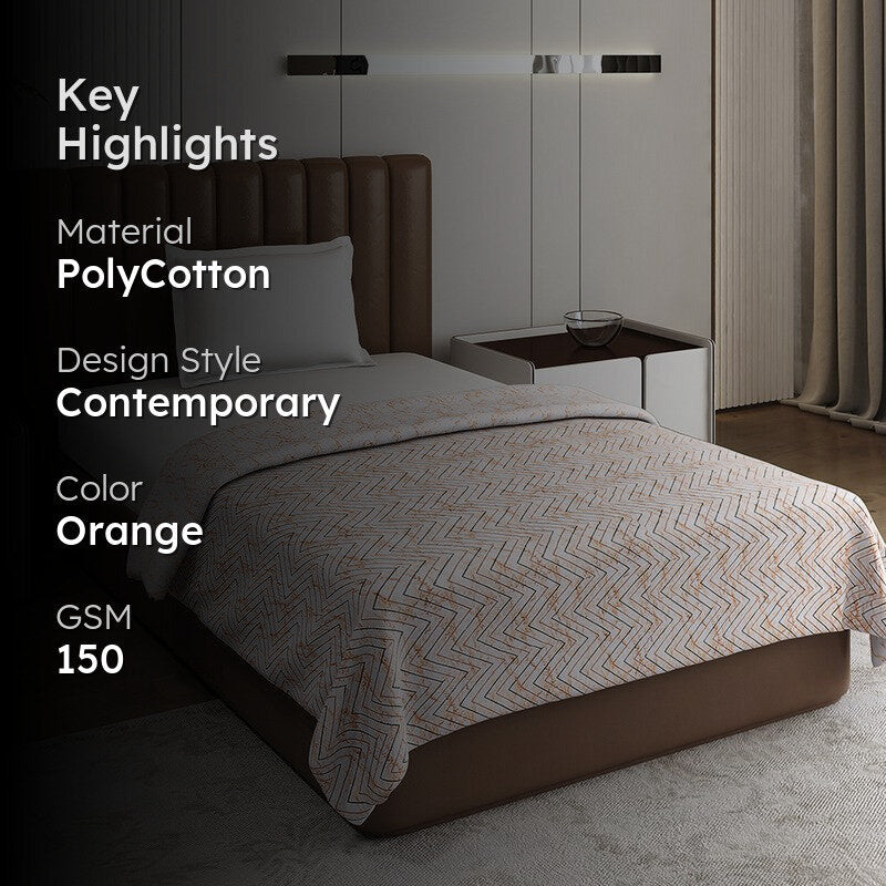 Monte Carlo Meadow Geometric Polycotton Reversible Dohar (Light Orange) - 150 GSM media 2