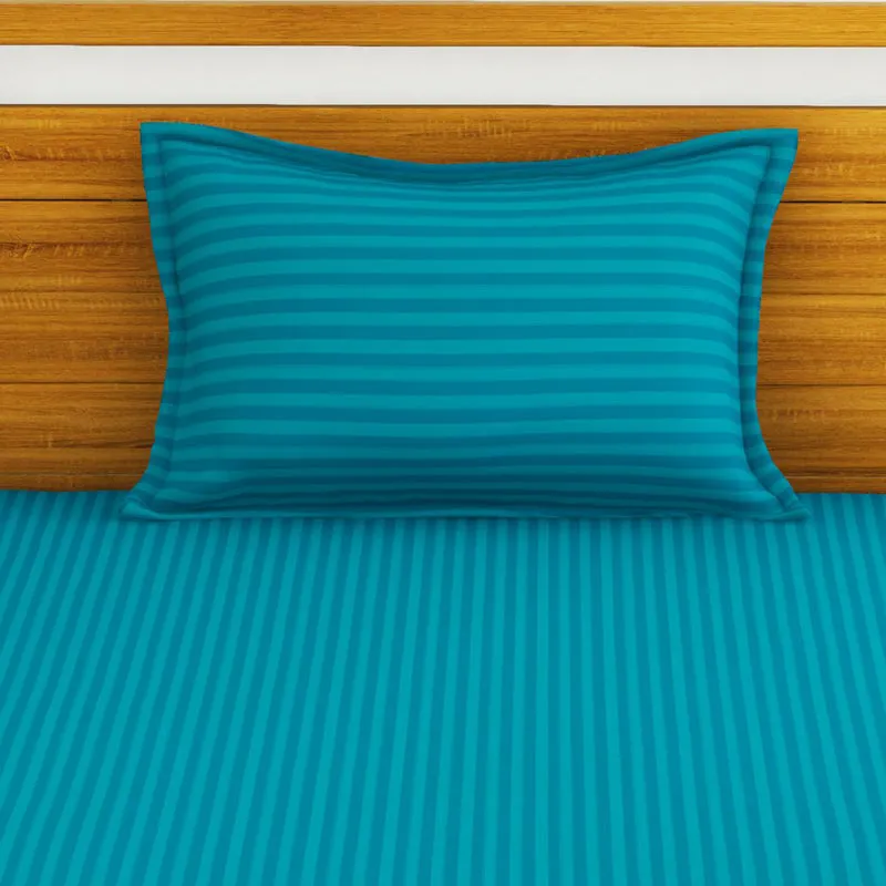 Hilton Cotton Bedsheet (Teal) - 210 TC media 3