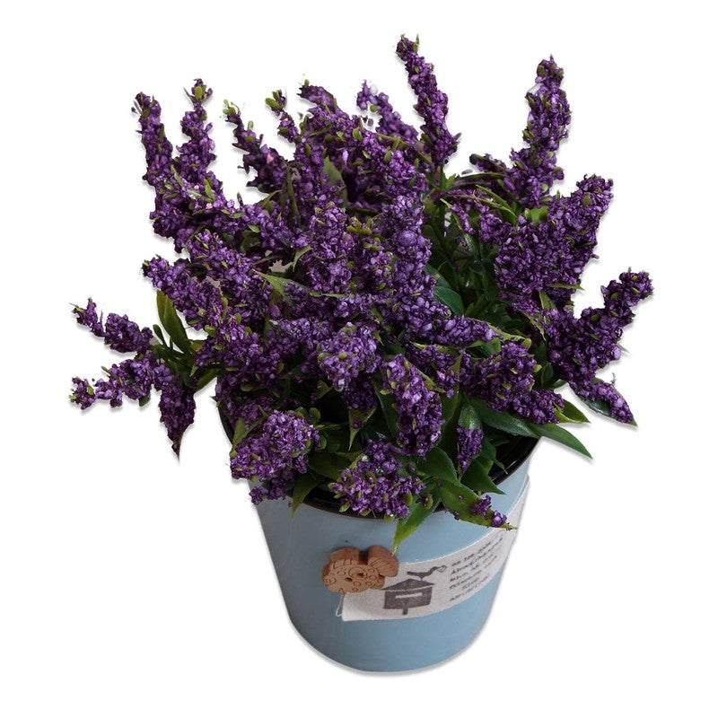 Faux Lavender Artificial Flower With Ceramic Pot media 4
