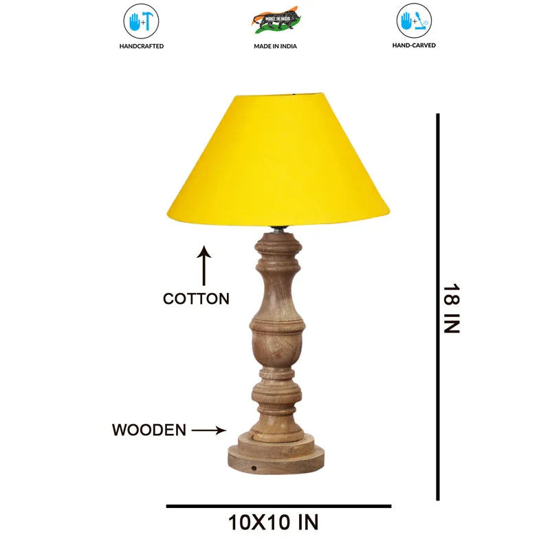 Cotin II Carve Wooden Table Lamp - Yellow,Brown media 7