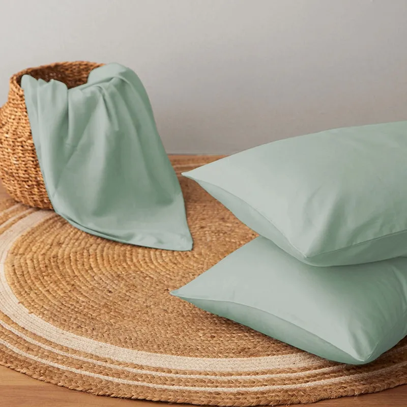 Maison Solid Cotton Pillow Cover (Sage,200TC) - Set Of Two media 4