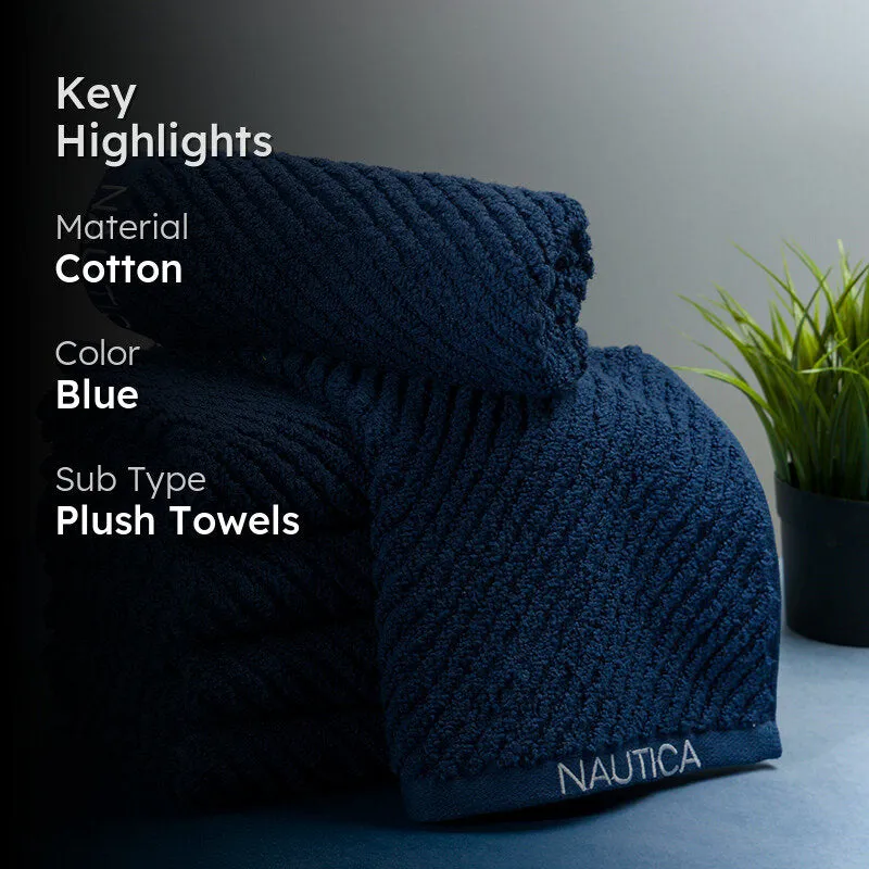 Nautica Riviera Soft Cotton Hand Towel (Navy Blue) - Set Of Six media 2