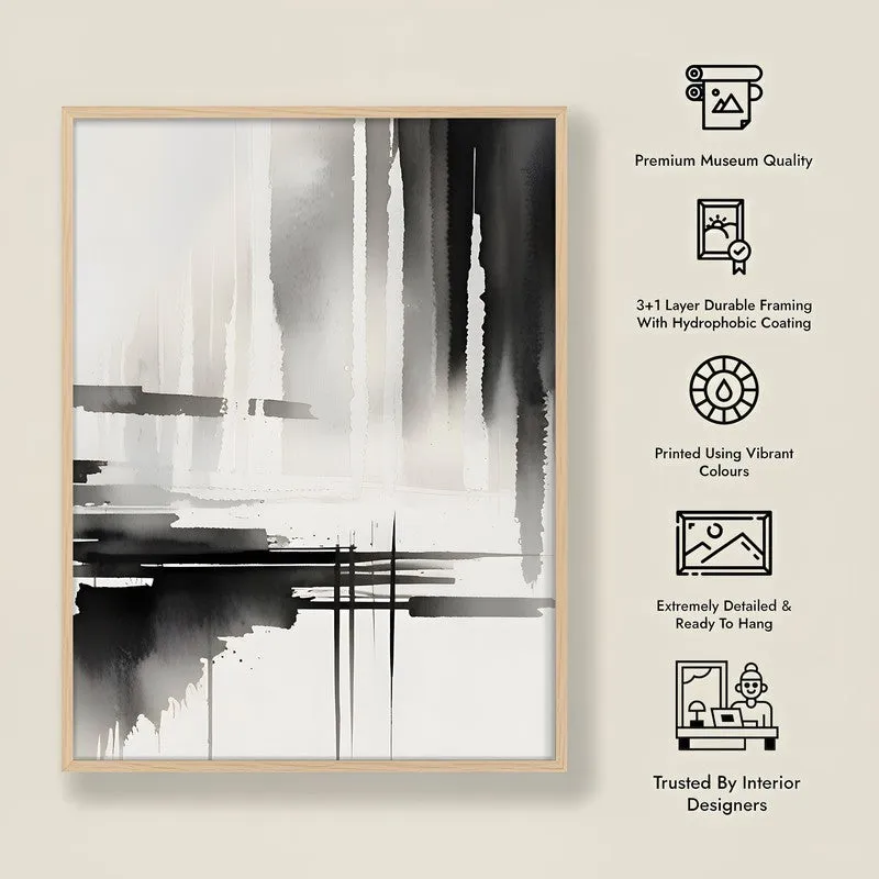 Ink Migration Framed Canvas Archival Canvas Wall Painting - Natural Brown Frame media 7