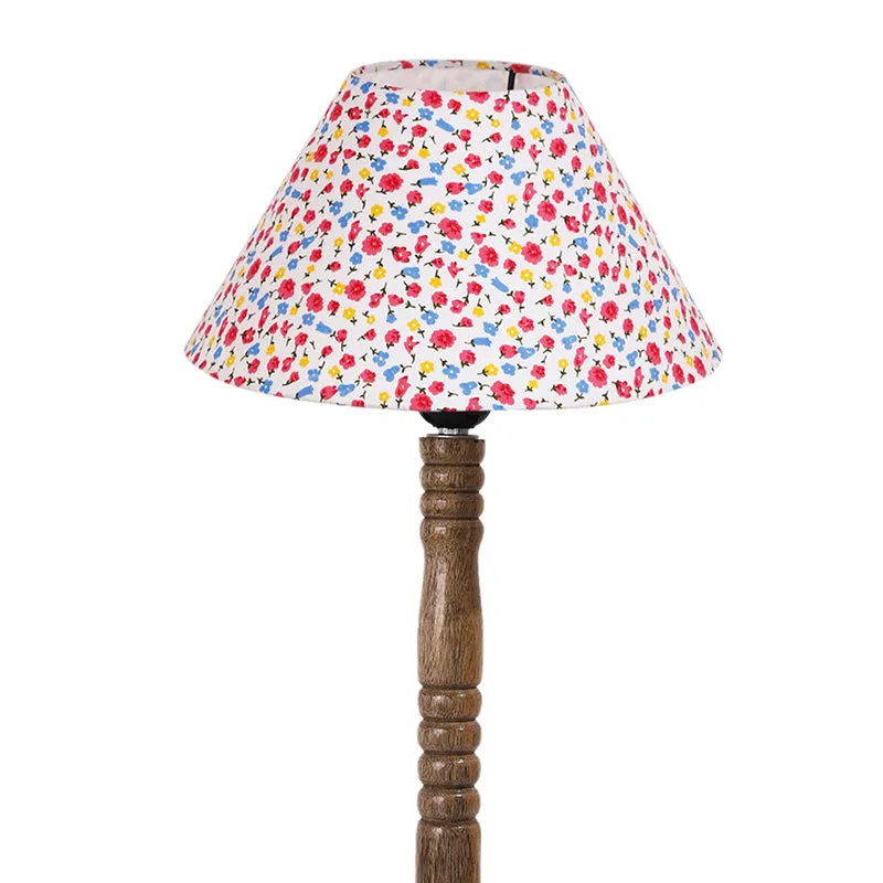 Tiny Fleur Table Lamp With Carved Wooden Base - Multicolor media 5