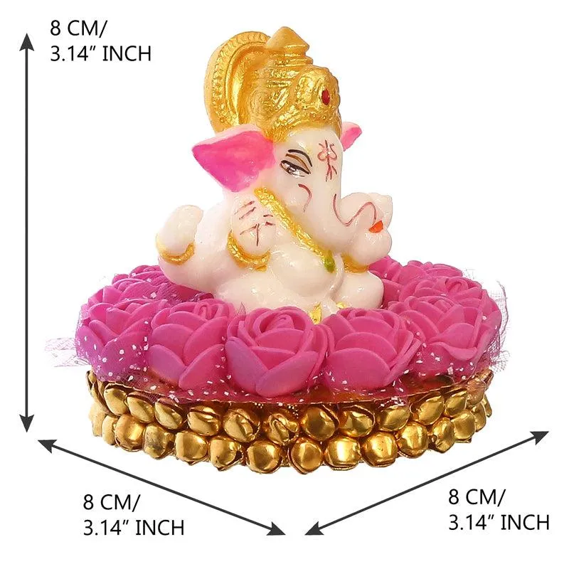 Lord Vinayak Pooja Tealight Candle Holder - Pink media 6