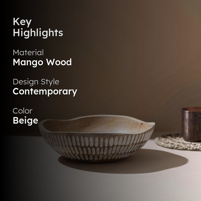 Souta Handcrafted Mango Wood Serving Bowl - 1250 mL image 2