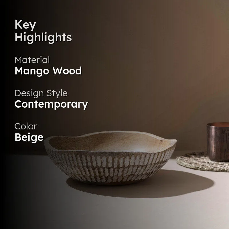 Souta Handcrafted Mango Wood Serving Bowl - 1250 mL media 2