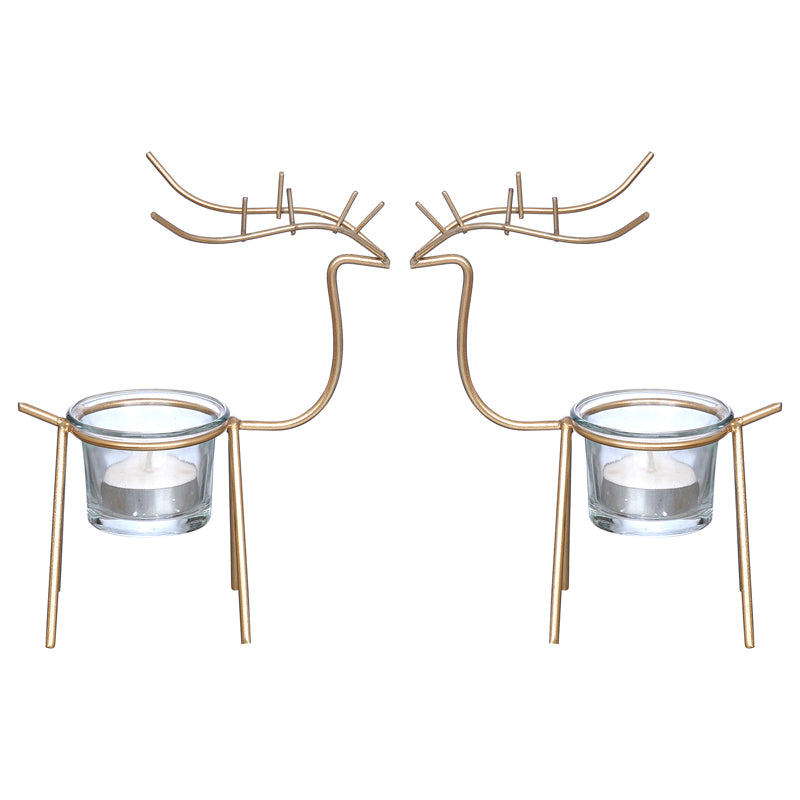 Prancing Flame Metal Tea Light Holder (Gold) - Set Of Two media 6