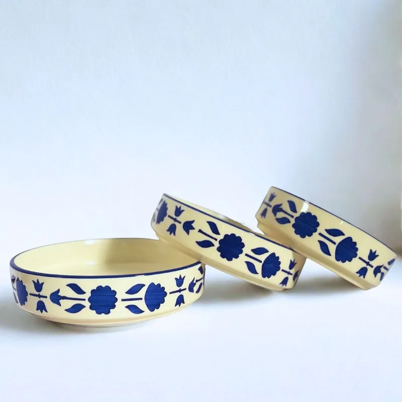 Desi Chic Ceramic Snack Bowls (Blue,White, 300 mL Each) - Set Of Three media 5