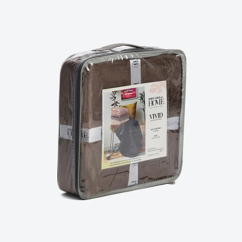 Monte Carlo Luxora Solid Polyester Blanket (Brown) - 300 GSM media 7