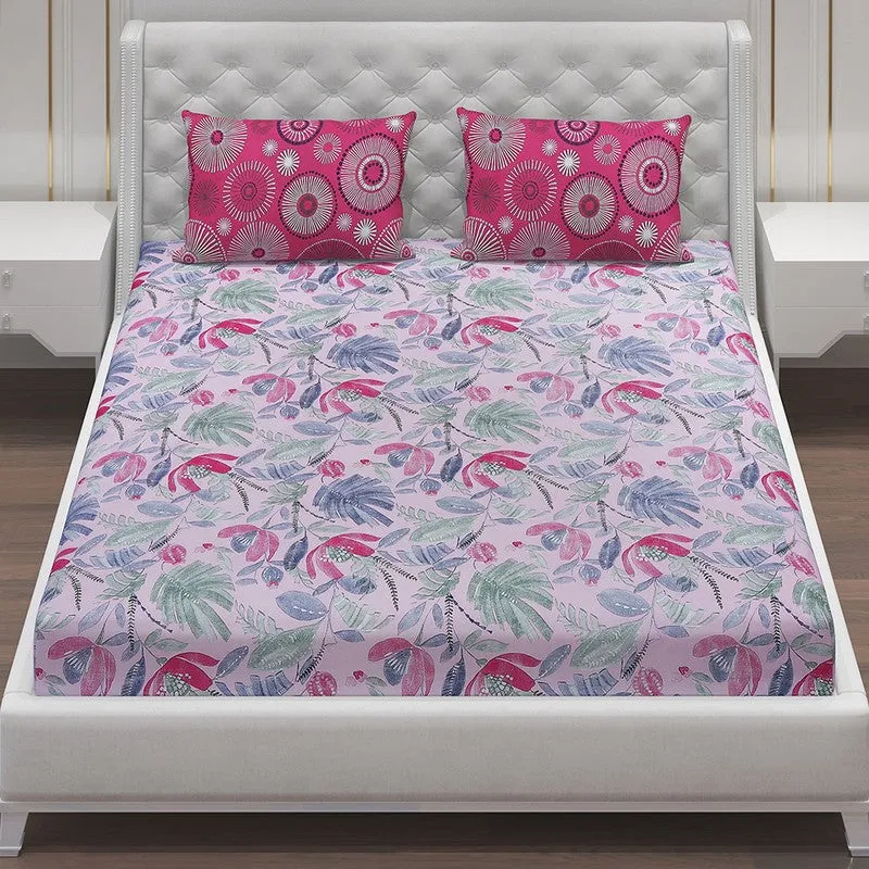 Monte Carlo Floral Dream Cotton Bedsheet(Blue,Pink) - 104 TC media 4