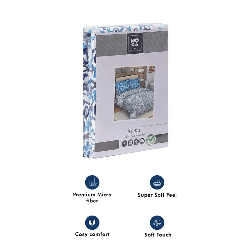 Monte Carlo Petal Aura Cotton Bedsheet (Blue,White) - 104 TC media 11