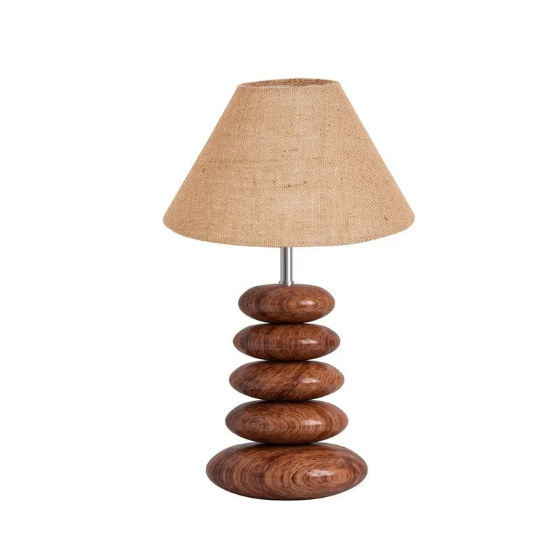 Lynari Jute Table Lamp With Wooden Base - Beige media 5