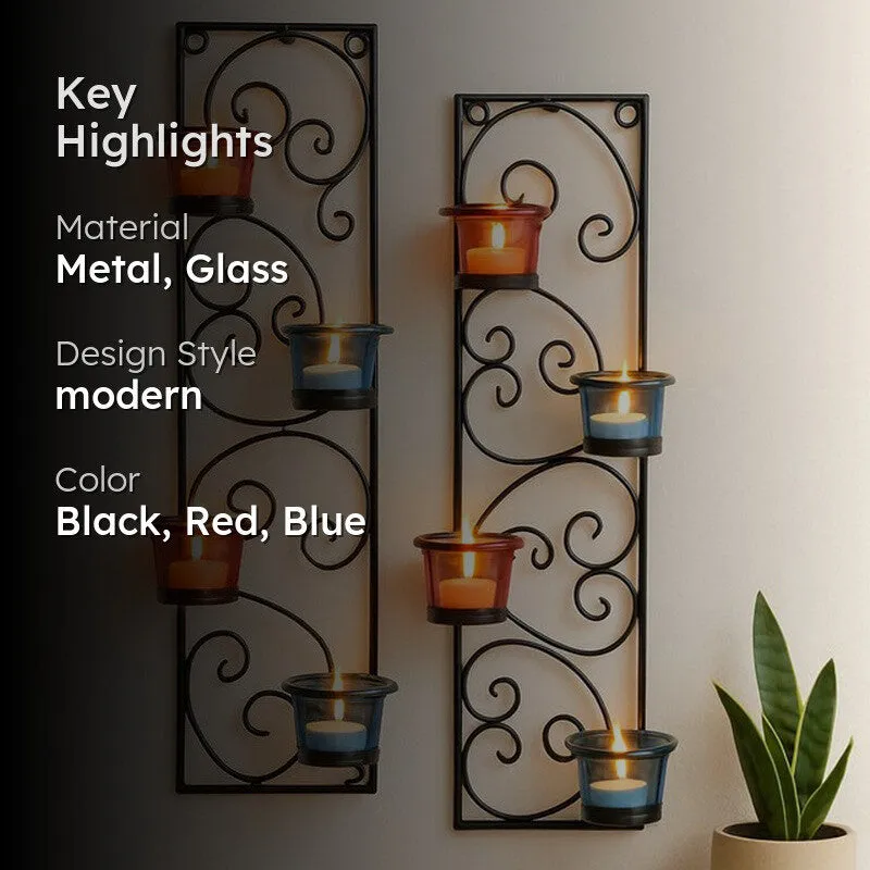 Twisted Luminaire Candle Holder (Blue & Red) - Set Of Two media 2