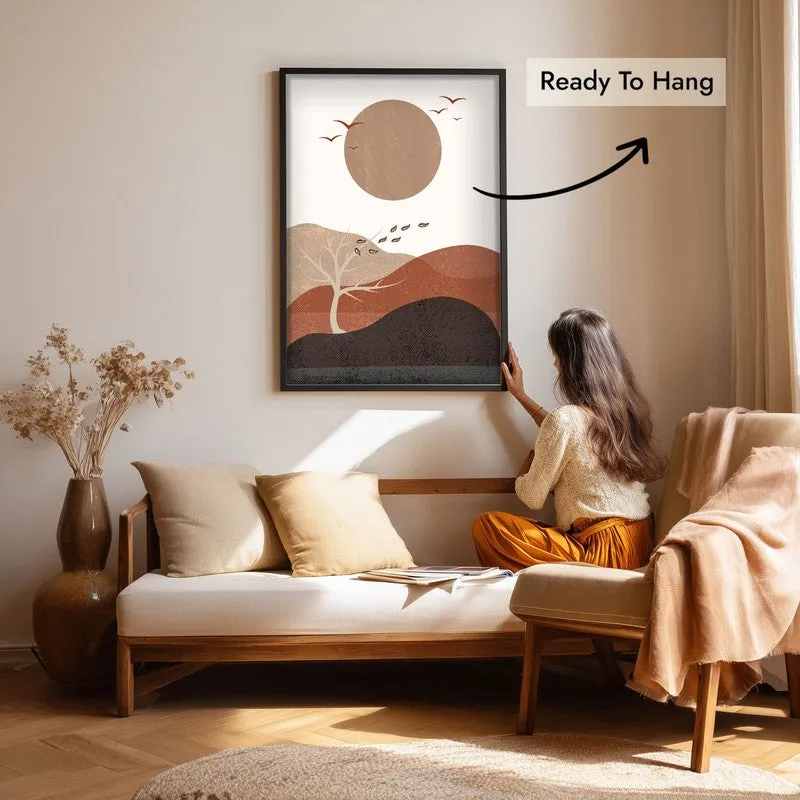Earthen Rhythm Canvas Wall Painting With Black Frame media 7