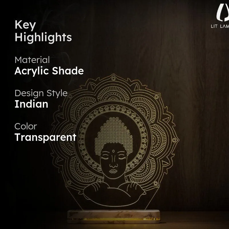 Buddha Glory Acrylic Table Lamp - Transparent media 2