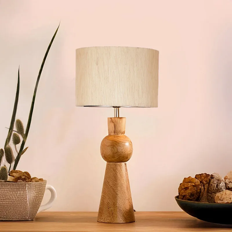 Angler Wooden Table Lamp - Beige,Brown media 2