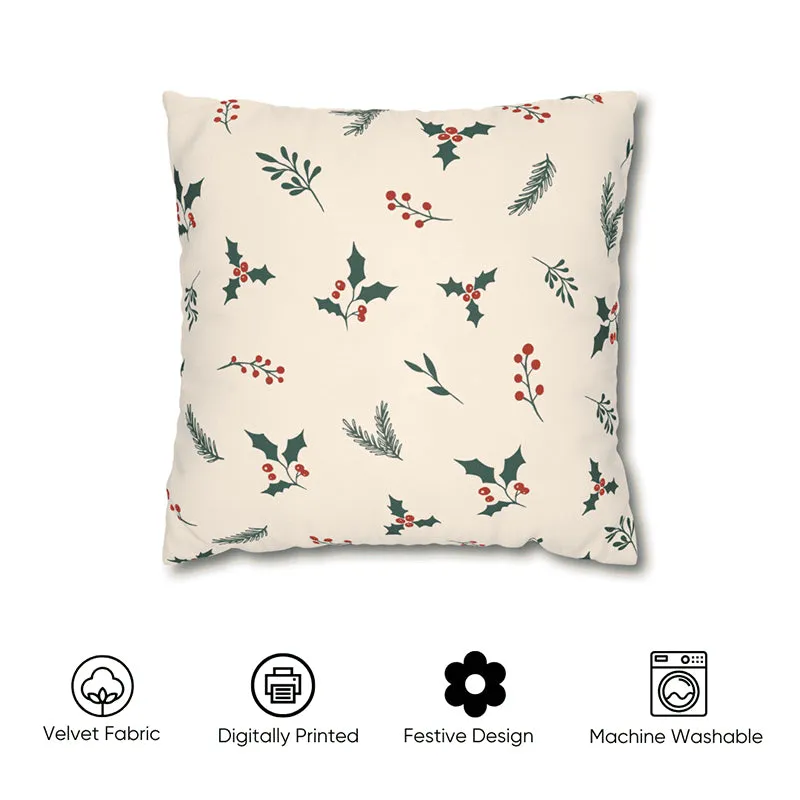 Holly Whispers Velvet Christmas Cushion Cover - Set Of Five media 3
