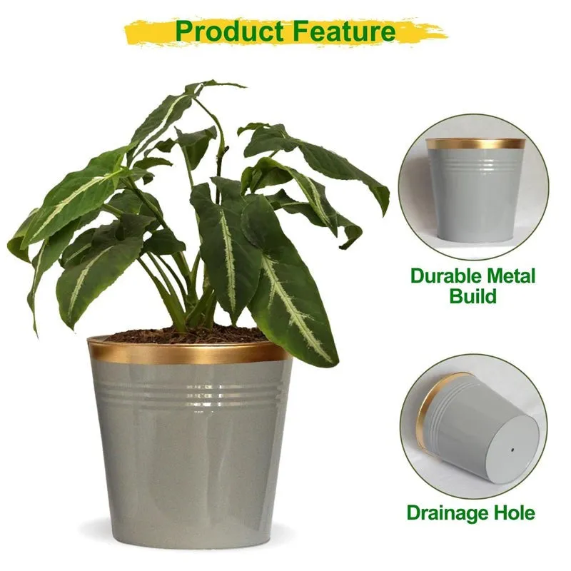 Elno Dola Planter (Grey & Gold) - Set Of Three media 6