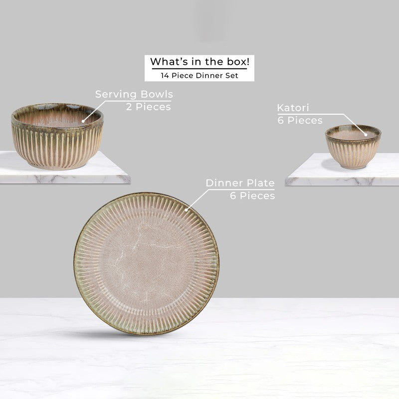 Mintora Pink Ceramic Dinner Set - 14 Piece Set media 4