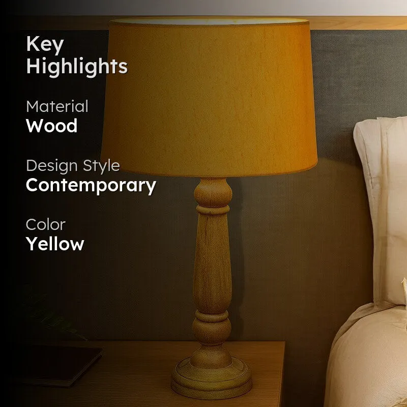 LumiCalm Ambient Desk Wooden Table Lamp - Yellow media 2