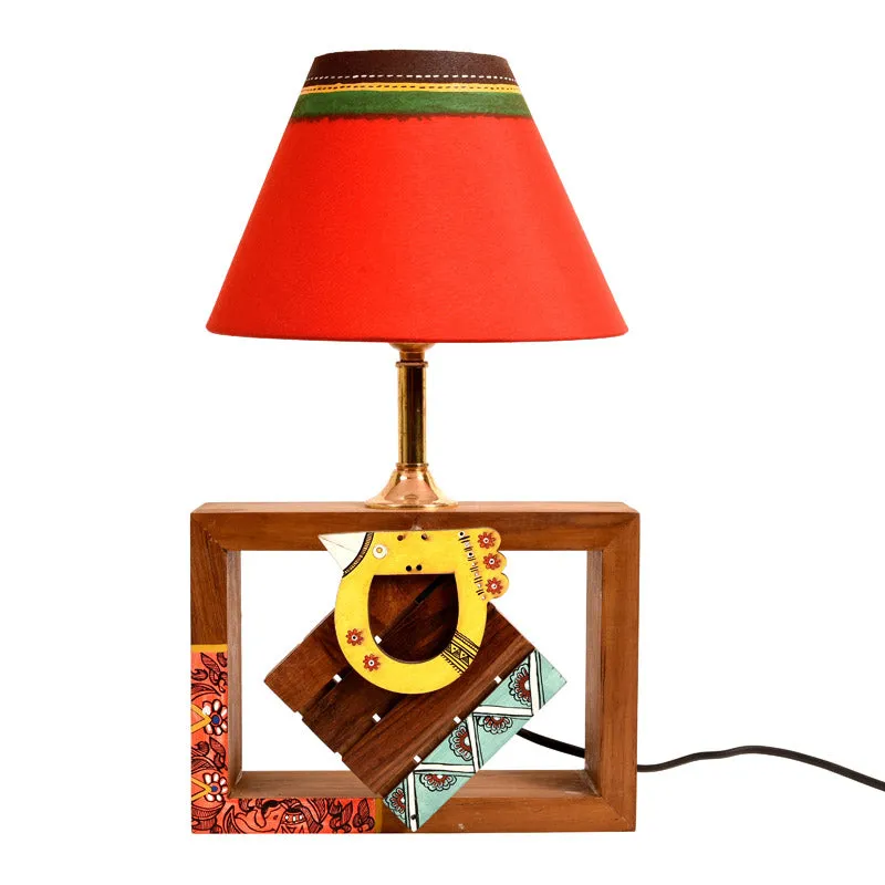 Lakshya Handcrafted Wooden Table Lamp - Multicolor media 4