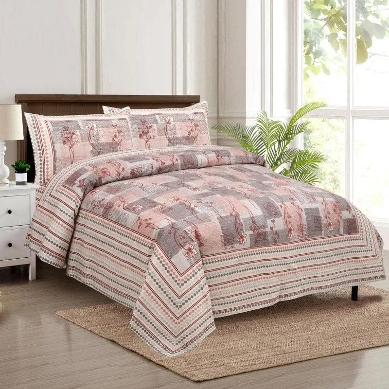 Bloomsie Checkers Cotton Bedsheet (Pink) - 160 TC media 1
